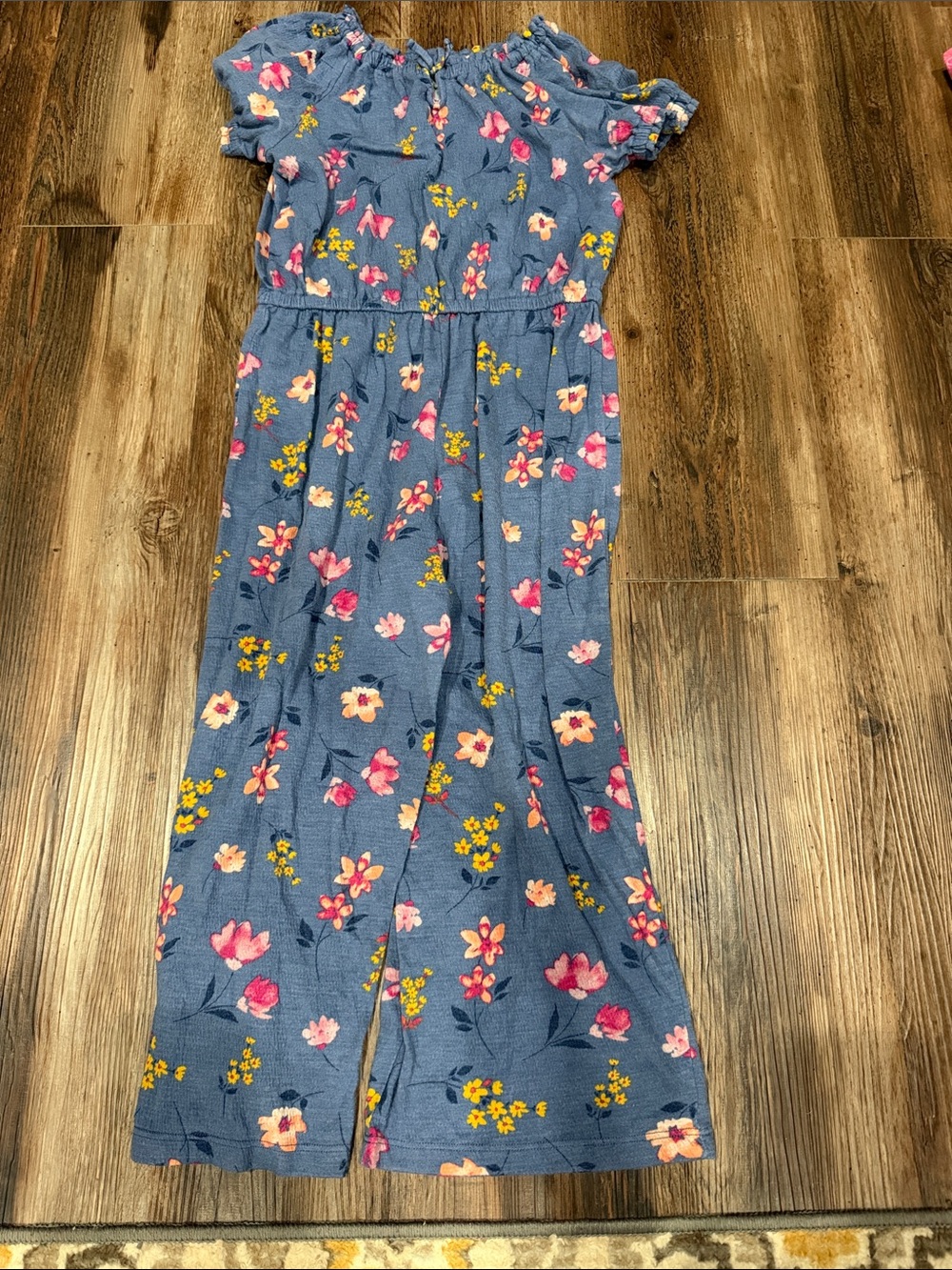 Carter's Blue Floral Off-Shoulder Maxi Dress with Pink & Yellow Flowers